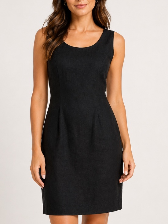 Styleworks Dresses & Skirts - Black Linen Blend Sheath Dress Style Works Petite 6P 90s Minimalist